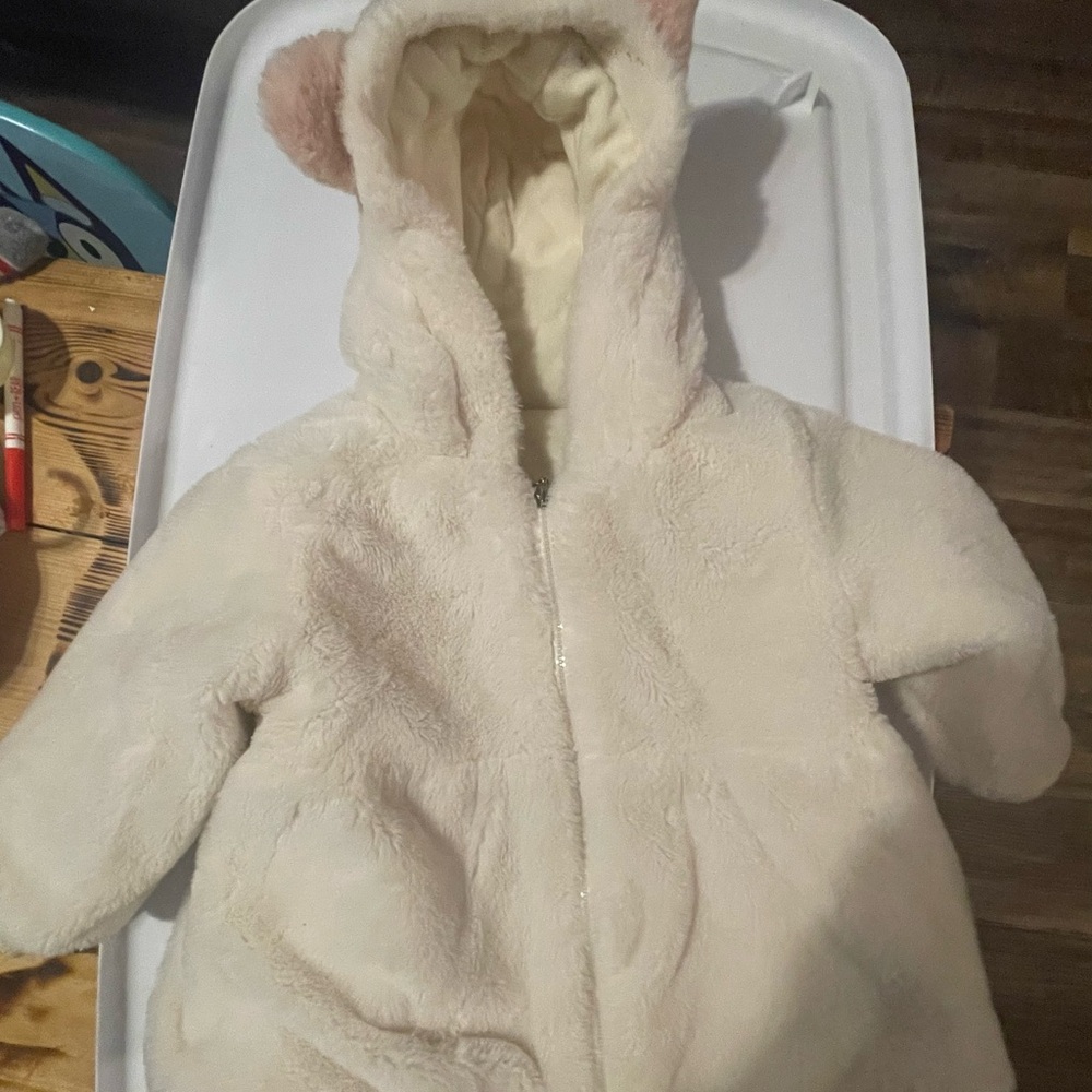 Charming Cream Hooded Jacket with Ears